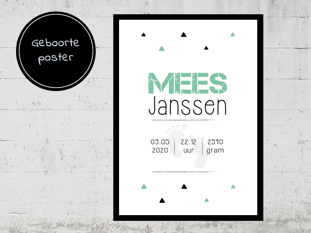Geboorteposter mintgroen baby kado kopen