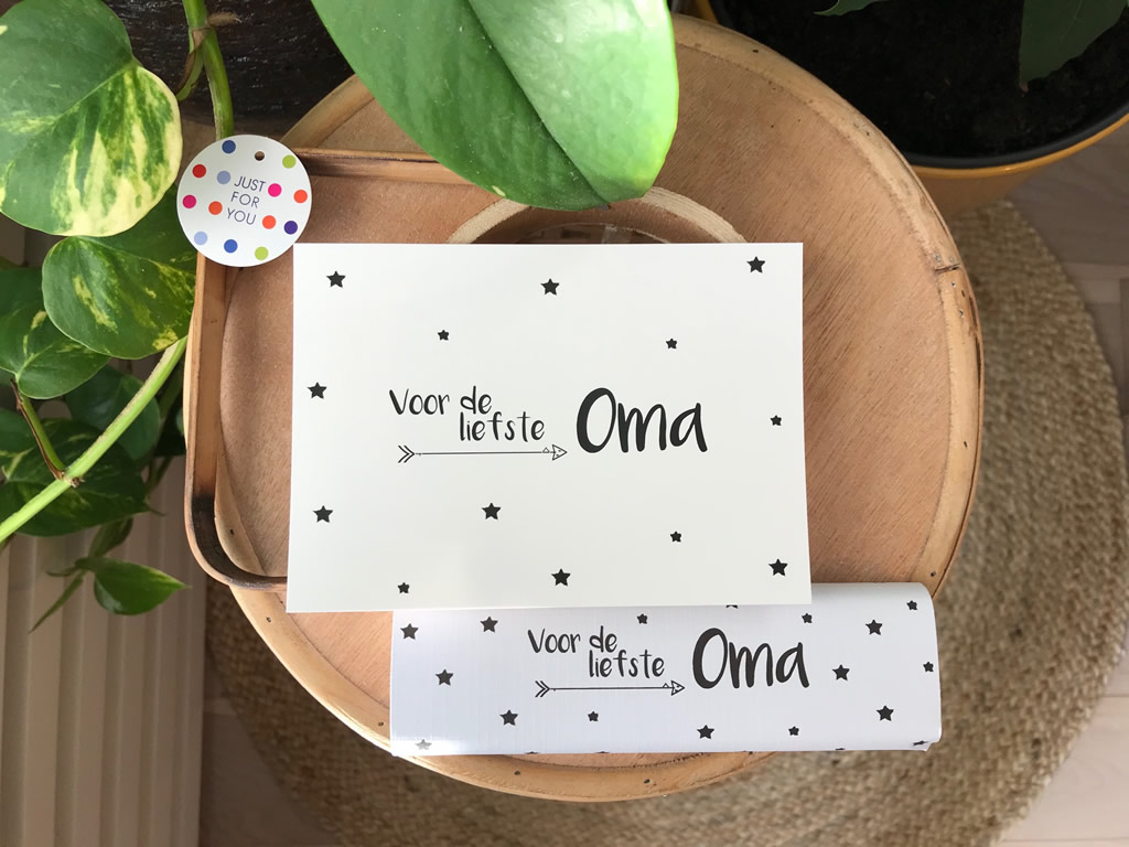 Chocoladereep Oma met kaart 1 Chocoladereep Oma met kaart