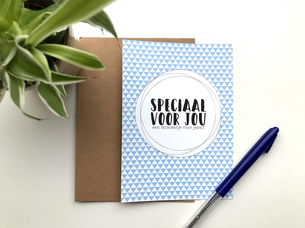 Oppasstrippenkaart met envelop blauw 1 Oppasstrippenkaart met envelop blauw