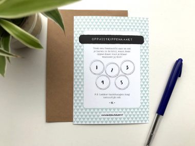 Oppasstrippenkaart met envelop mintgroen